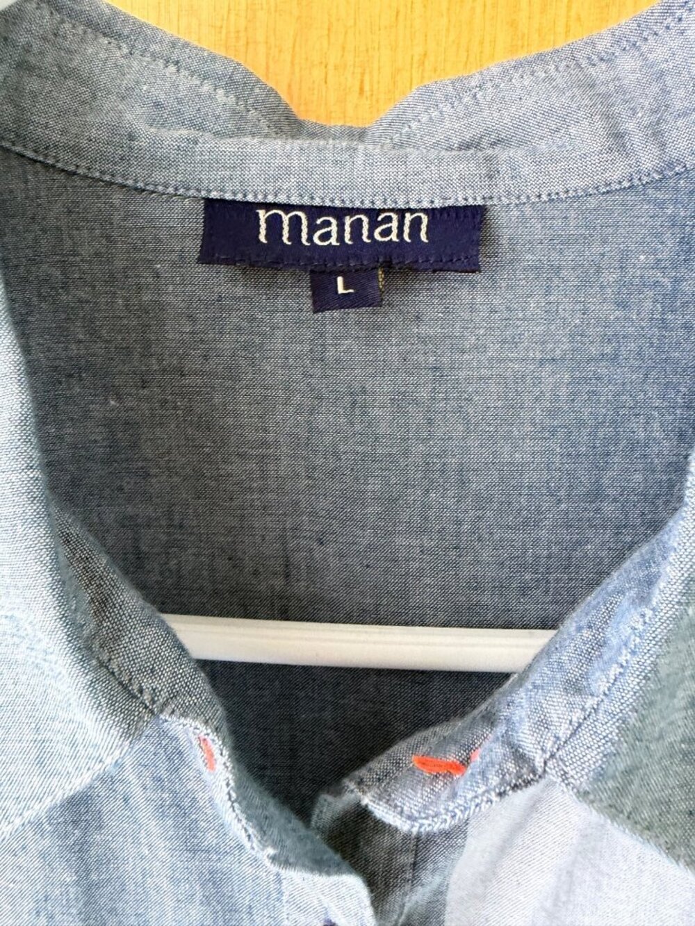 Manan Womens Button-down Chambray Shirtdress Size Large Linen Colorblock Casual - Picture 3 of 16